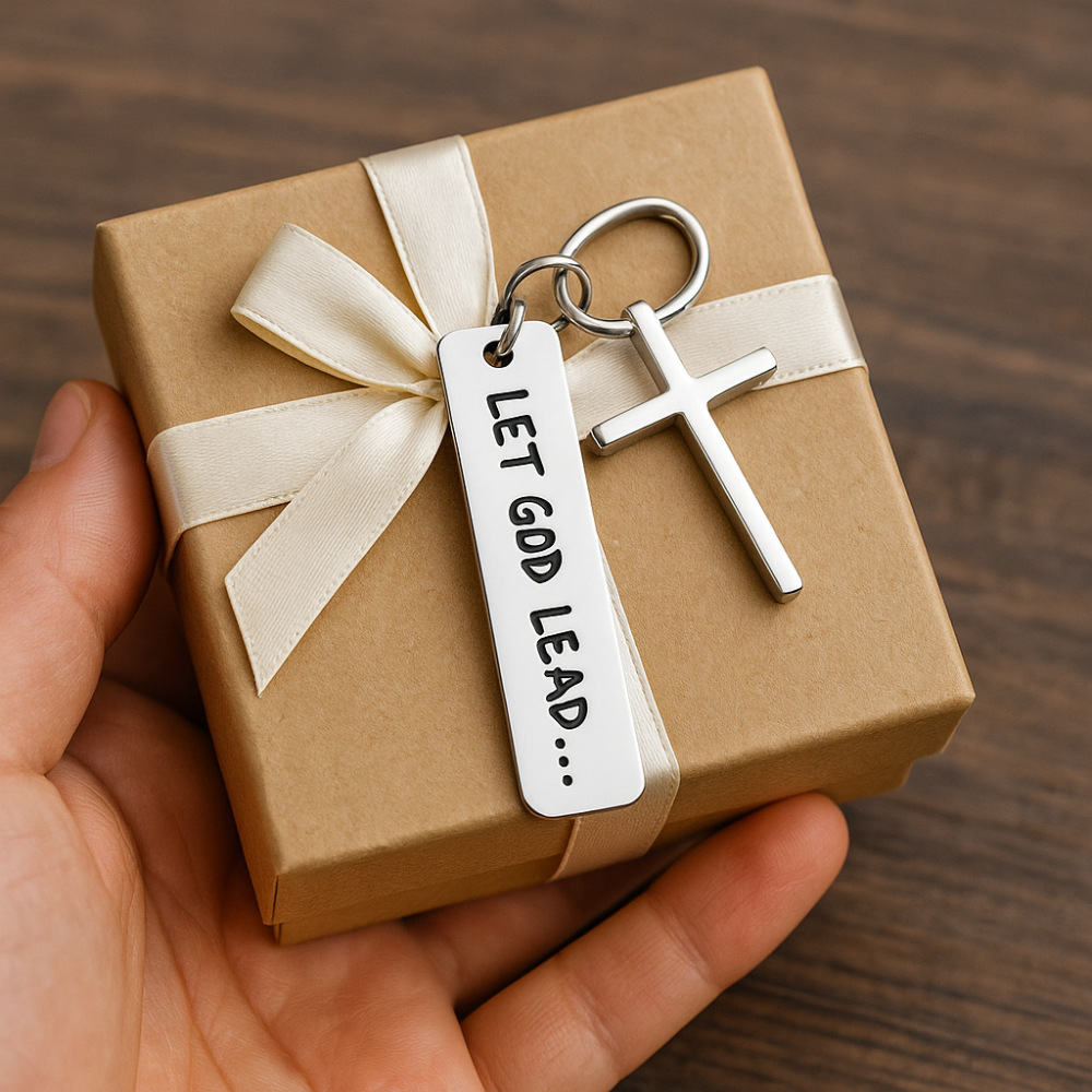 Let God Lead Cross Keychain