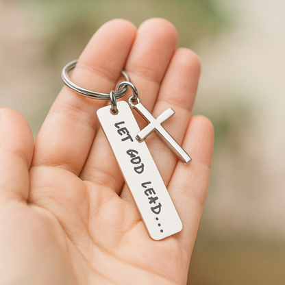 Let God Lead Cross Keychain